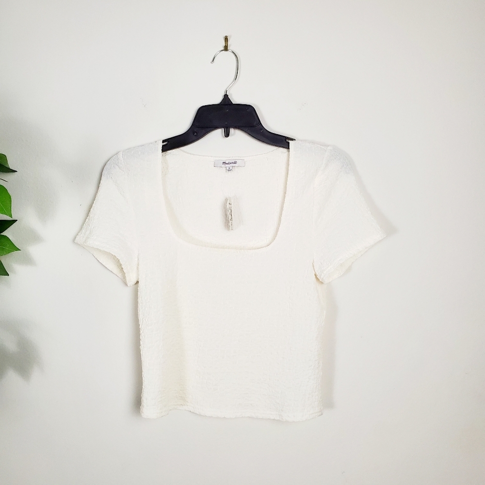 Madewell Popcorn Top Short Sleeve Square Neck Blouse Medium
